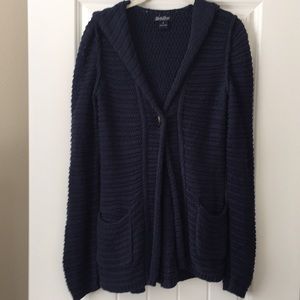 Blue Lucky Brand Crocheted Hooded Sweater